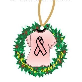 Awareness Ribbon T-Shirt Promotional Wreath Ornament w/ Black Back