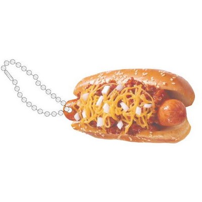 Chili Cheese Dog Promotional T Shirt Key Chain w/ Black Back (4 Square Inch)