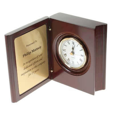 Book Style Clock w/Brass Plate