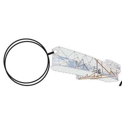 White Bi-Plane Executive Keychain w/Mirrored Back (6 Square Inch)