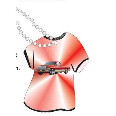 Red Pick Up Truck Promotional T Shirt Key Chain w/ Black Back (4 Square Inch)