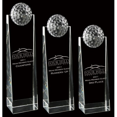 Crystal Tower Wedge Award w/Golf Ball Topper