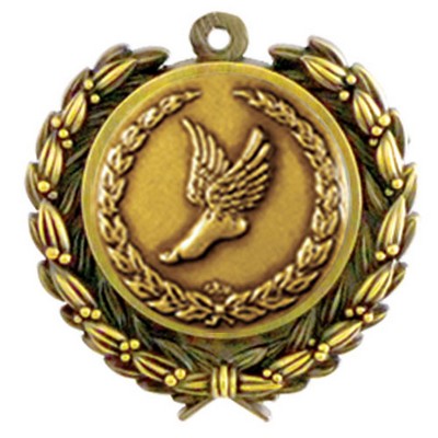 Stock Track Winged Foot Medal w/ Wreath Edge (1 1/4")