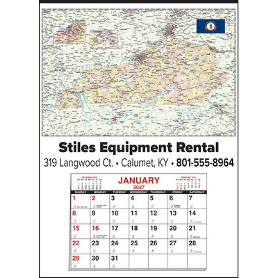 Small Kentucky State Map Full Apron Calendar