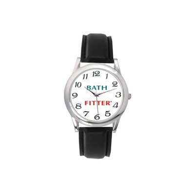Ladies Black Leather Strap Watch