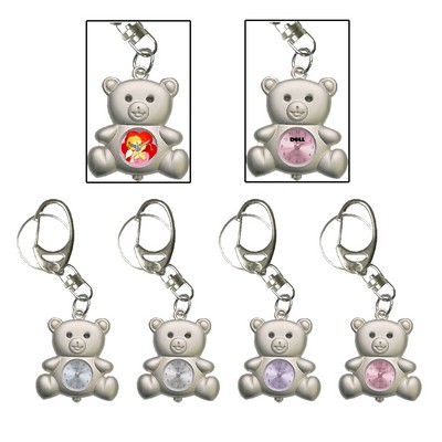 Light Blue Teddy Bear Shape Key Chain Quartz Watch