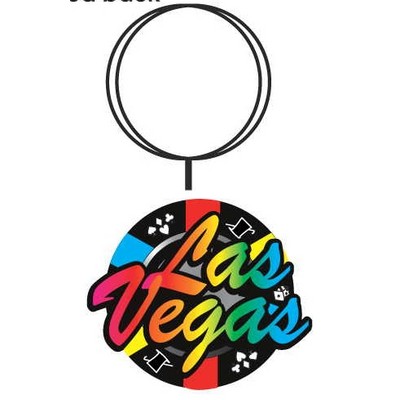 Las Vegas Poker Chip Key Chain w/Clear Mirrored Back (10 Square Inch)