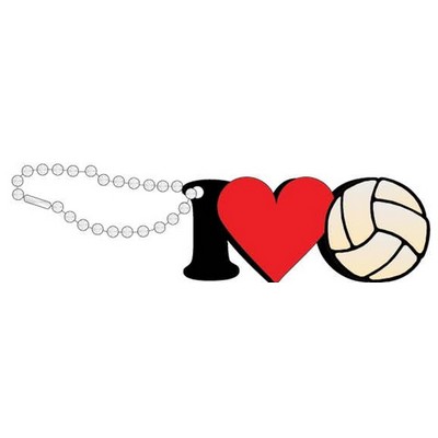 I Love Volleyball Promotional Key Chain w/ Black Back (10 Square Inch)