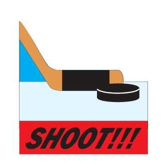 Hockey Puck & Stick Promotional Magnet w/ Strip Magnet (10 Square Inch)