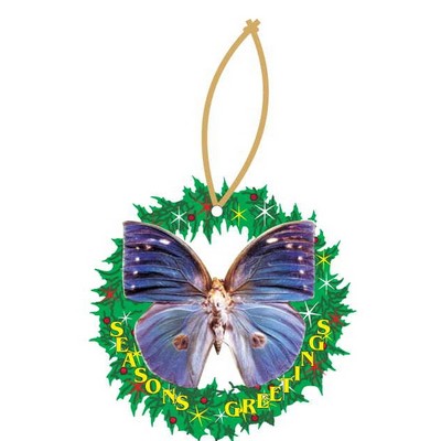 Blue Butterfly Promotional Wreath Ornament w/ Black Back (10 Square Inch)