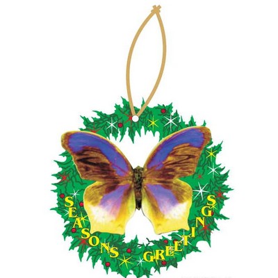 Purple & Yellow Butterfly Wreath Ornament w/ Mirrored Back (3 Square Inch)