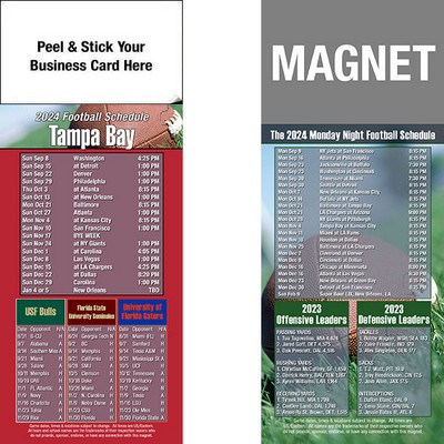 Tampa Pro Football Schedule Peel & Stick Magnet (3 1/2"x8 1/2")