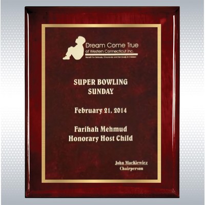 Piano Finish Plaque w/Red Marble Brass Plate