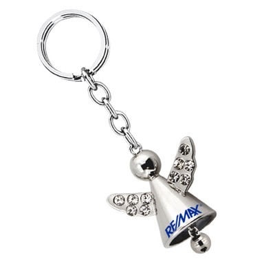 Angel Keychain w/Crystals & Jingle Bell