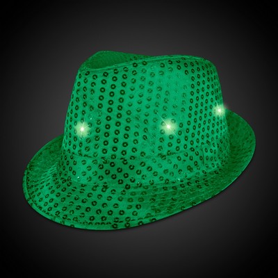 Green Sequin Light Up Fedora Hat(blank)
