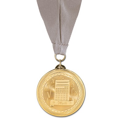 Math Brite Laser Medal on Grosgrain Neck Ribbon (2")