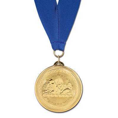 Swimming Brite Laser Medal on Grosgrain Neck Ribbon (2")