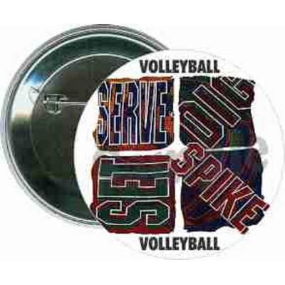 Volleyball - Serve, Dig, Set, Spike - 2 1/4'' Round Button
