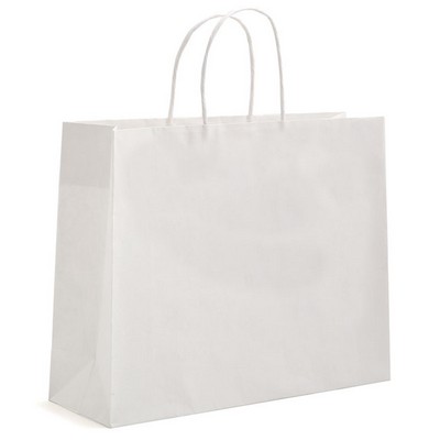ECO White Kraft Eurostyle Shopping Bag (13"x4"x10")