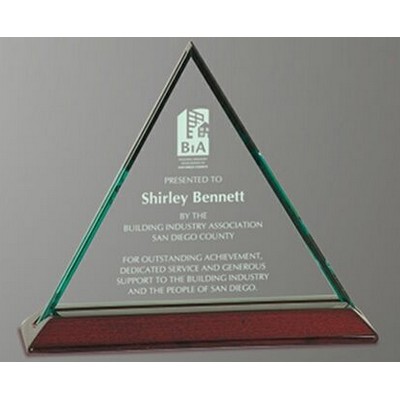 7" Jade Glass Triangle Award w/Piano Finish Base