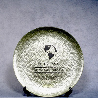 Gold Hammered Metal Glass Plate Award - 9"