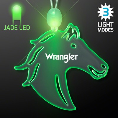 Acrylic Horse Head Shape Necklace with Green LED - PRINTED