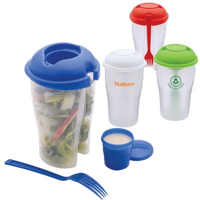 24 Oz. Salad Buddy Salad Shaker w/Dressing Cup & Fork