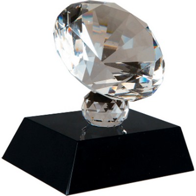 3 1/2" Crystal Diamond On Black Pedestal Base