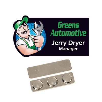 Custom Shape White Plastic Name Badge. Full Color
