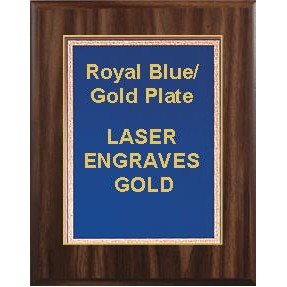 Walnut Plaque 9" x 12" - Blue/Gold - 7" x 10" Florentine Plate