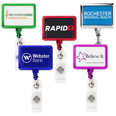 Metallic Finish Rectangle Retractable Badge Reel