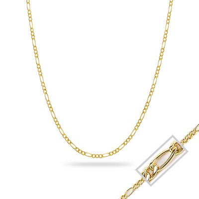 18" 14K Yellow Gold Hollow Figaro Chain Necklace - 4.86gm