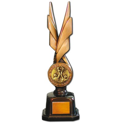 Stock Phoenix 14" Trophy with 2" Victory Male Coin and Engraving Plate