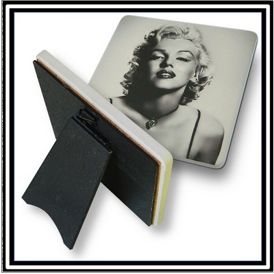 Custom Printed Square Stone Coaster with Easel Backing - Basic Print