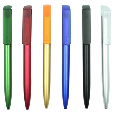 Aluminum Baking Finish Rotary Gel Pen With Clear Clip