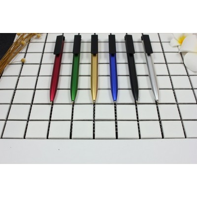 Aluminum Baking Finish Rotary Gel Pen With Black Clip And Clear Pen Box