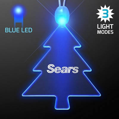 Acrylic Christmas Tree Shape Necklace with Blue LED - PRINTED