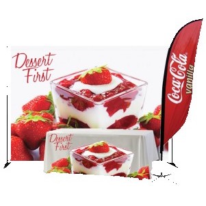 Trade Show Pack #2 / 8x10 Fabric Banner, Zoom3 10' Flag w/X-Base, 6' Throw