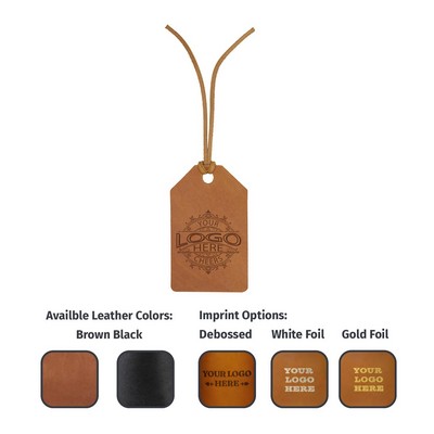 Simple Full-Grain Bag tag / Luggage Tag w/Leather Lace Tie