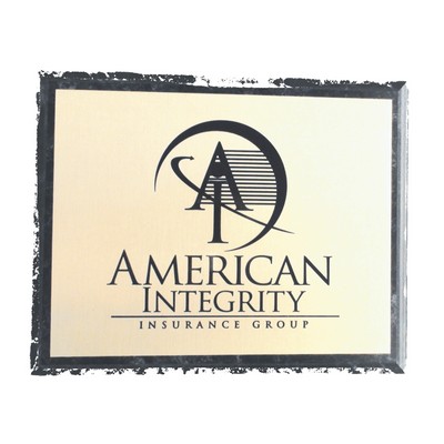 Black Marble Finish Plaque w/Gold or Silver Plate (9"x12 ")