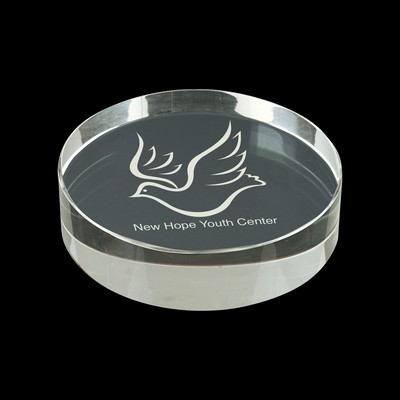 Crystal Round Paperweight (3 1/8")