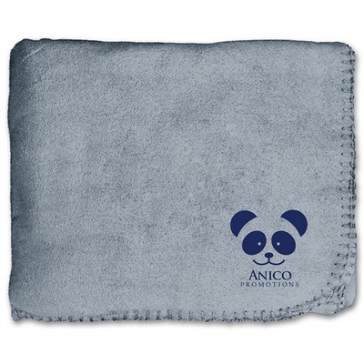 50"X60" Whipstitch Fleece Blanket - Solid Gray