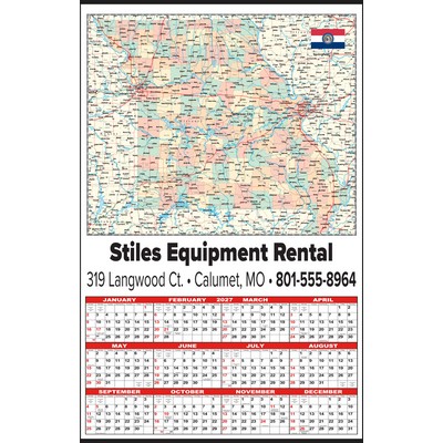 Large Missouri State Map Year-In-View® Calendar