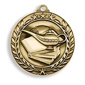 2.75" Wreath Award Book & Lamp Medal