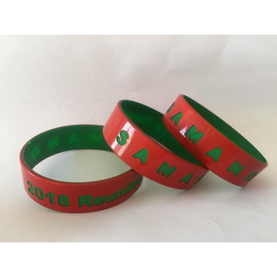 3/4" Dual Layer Customized Silicone Wristband