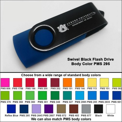 Swivel Black Flash Drive - 1 GB Memory - Body PMS 295
