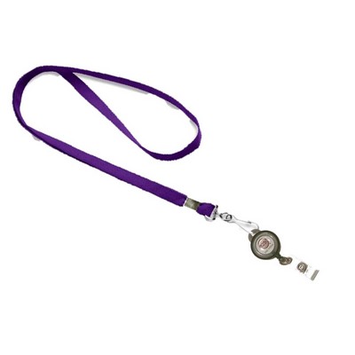 3/8" Wide Silkscreened Polyester Lanyard w/J-Hook Clip & Badge Reel Set