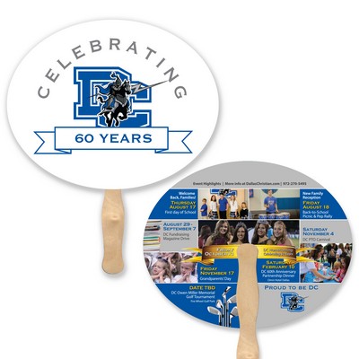 Horizontal Oval Lightweight Full Color Two Sided Single Paper Hand Fan