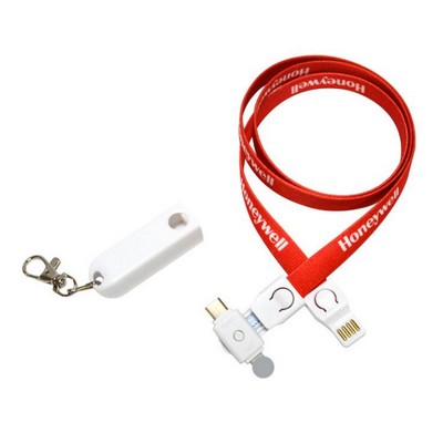 3-In-1 Polyester Lanyard USB Fast Charger Cord