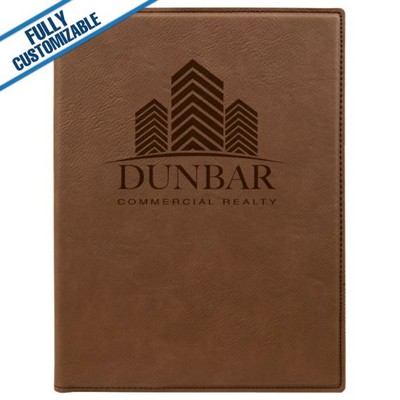 Brown Leatherette - 7X9" Portfolio Folder With Notepad